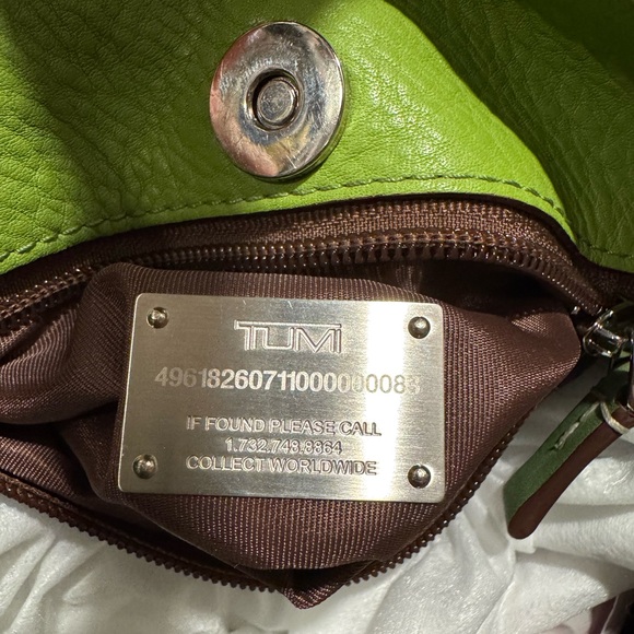 Tumi Lime Green Satchel with Pegasus Charm - Picture 5 of 6